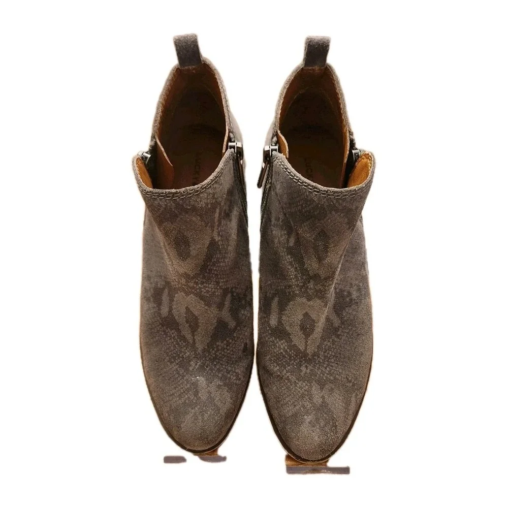 Lucky Brand Womens Basel Grey Snakeskin‎ Look Booties Size 8 M